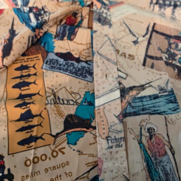 KAHALA HAWAIIAN MENS SIZE M SHORT SLEEVE SHIRT WITH FISHING SCENE - Picture 7 of 11